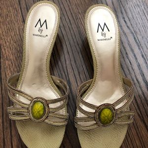 Marinelli Lime Green Slide Heel Sandals